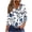 Blue#02, variant on JTZGDY Henley Shirts for Women Cute Floral Printed Summer 3/4 Length Sleeve Button V Neck Graphic Tunic Blouse Loose Oversized Casual Dressy Tshirt Tops Khaki L