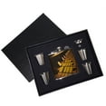 thumbnail image 1 of KuzmarK 6 oz. Leather Flask Set in Black Presentation Box -  Sheet Music On Piano Keys, 1 of 2