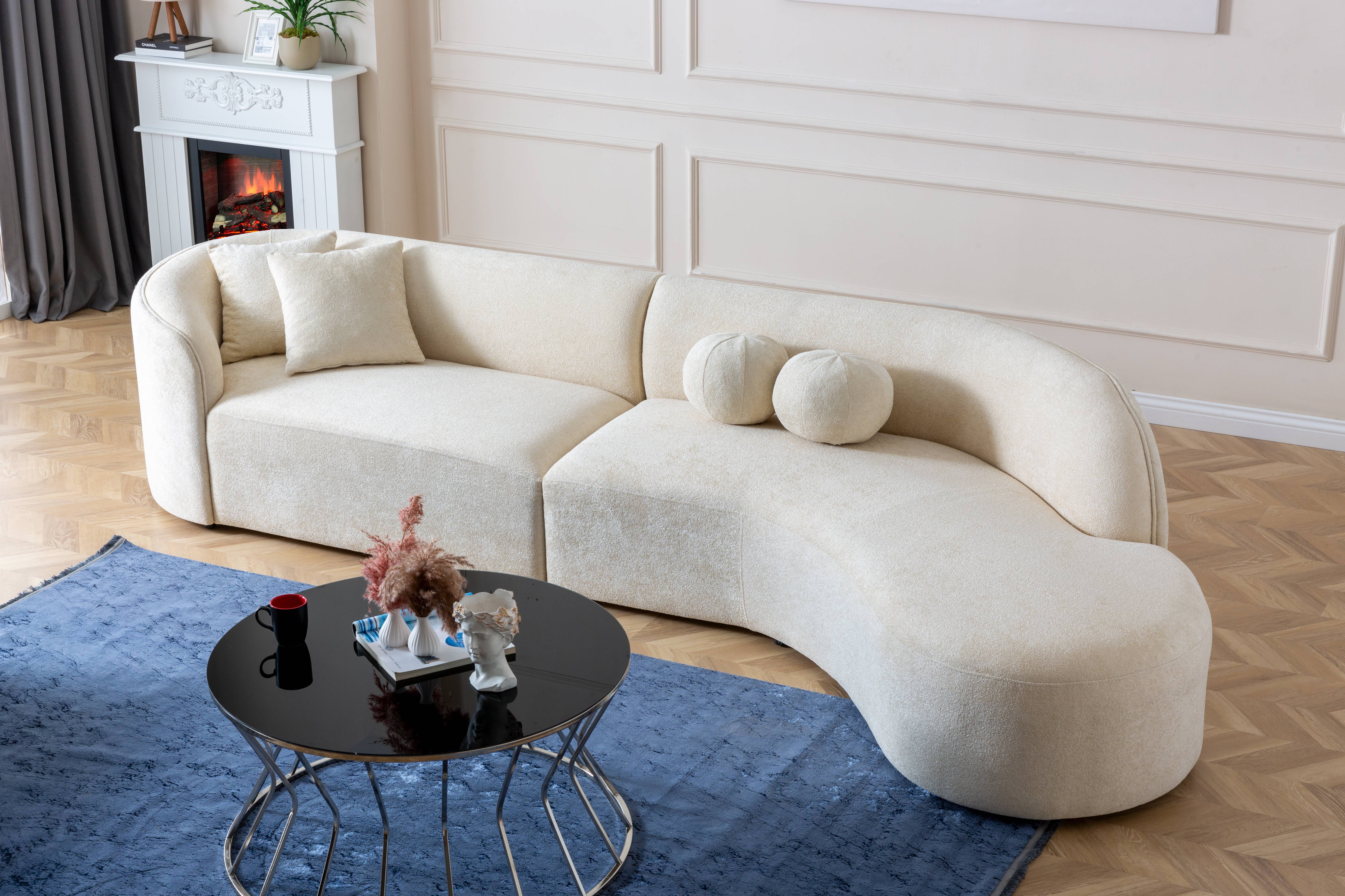 Katy Boucle Curved Sectional - image 3 of 10
