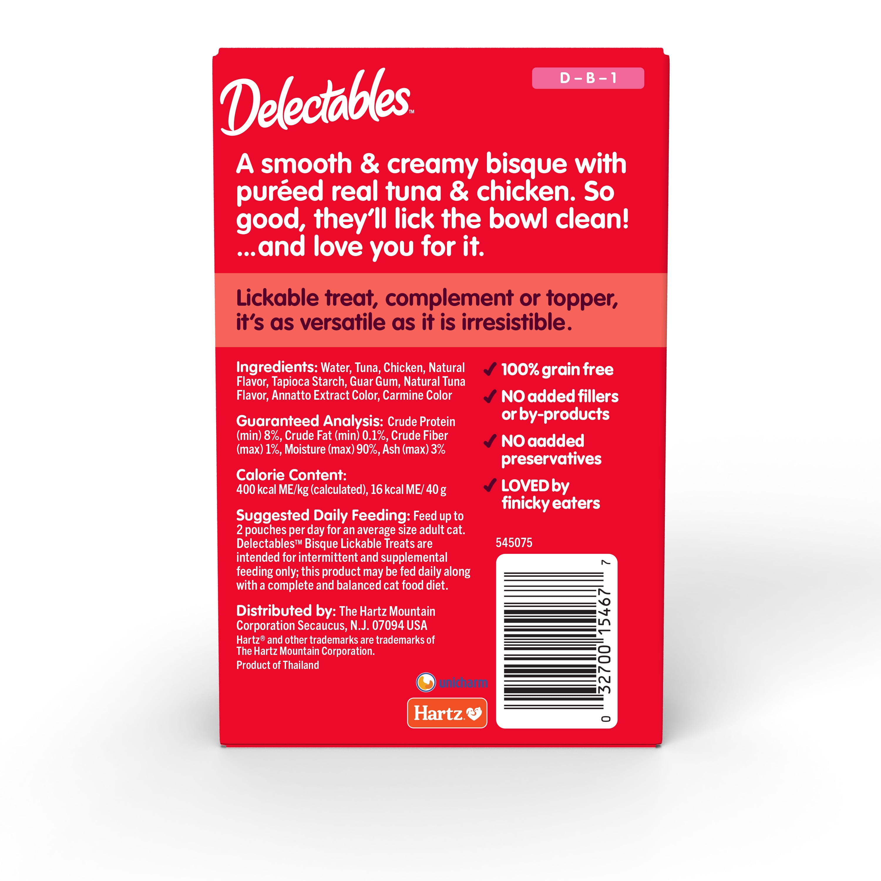 Hartz Delectables Bisque Tuna & Chicken Lickable Wet Cat Treats, 1.4oz (5 Count)