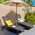 thumbnail image 3 of Gymax Ensemble de 2 Chaises Longues d'Extérieur Inclinables de Patio Réglables avec Roues Gris, 3 of 10