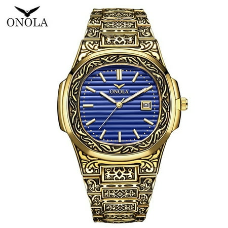 ONOLA ON3808 Men Quartz Watch Stainless Steel Band Fashion Multifunction Wristwatch 3ATM Calendar Date Display Watches