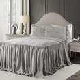 thumbnail image 1 of Lush Decor Ravello Pintuck Ruffle Skirt Bedspread Light Gray Shabby Chic Farmhouse Style Lightweight 3 Piece Set Queen, 1 of 1