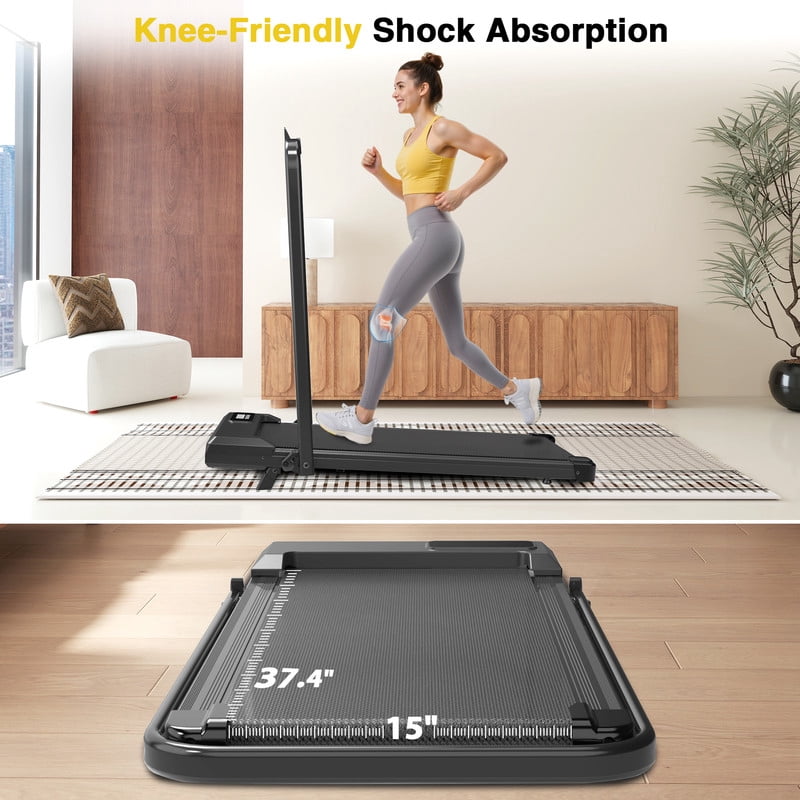 Redliro 2 in 1 Walking Pad Treadmill with Incline, Under Desk Treadmill with LED Display & APP for Home Office