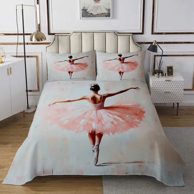 Erosebridal Ballet Girls Coverlet Set King, Oil Painting Bedding Set, Princess Room Decor, 3-Piece