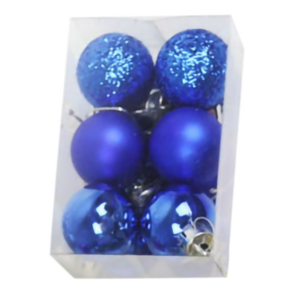 Blue 12-Pack Small Christmas Tree Ball Ornaments 3Cm, Electroplated彩绘 Plastic Decor For Mini Trees