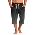 thumbnail image 2 of JoveMarine Men's Hawaiian Gradient Print Drawstring Shorts, 7/8 Length Casual Beach Shorts for Summer Vacation, Parties and Daily Wear Black L, 2 of 9