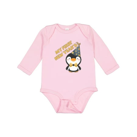 

Inktastic My 1st New Years with Cute Penguin in Blue Hat Gift Baby Boy or Baby Girl Long Sleeve Bodysuit