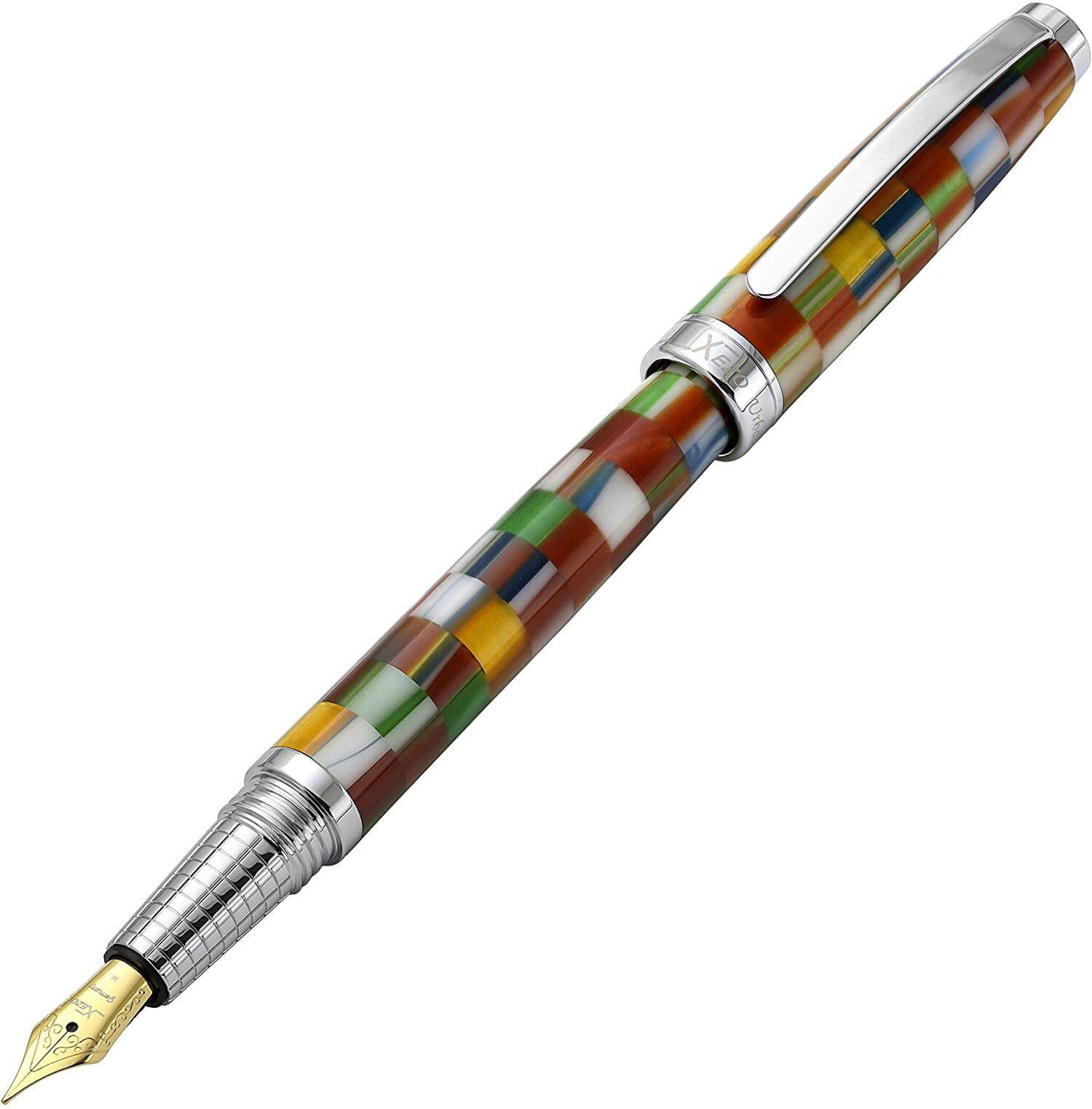 Xezo Urbanite II Acrylic  Brass Fountain Pen (Medium Nib) - Jazzy Multicolor