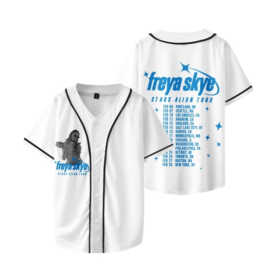 Freya Skye 2026 Stars Align Tour Print Merch Baseball Jersey T-Shirt – Unisex V-Neck Short Sleeve Streetwear Top Concert Fans Support Outfit