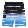thumbnail image 5 of Tyhengta Men's Quick Dry Swim Trunks Mesh Lining Beach Board Shorts with Pockets White Stripe Black Gradient Blue L, 5 of 7
