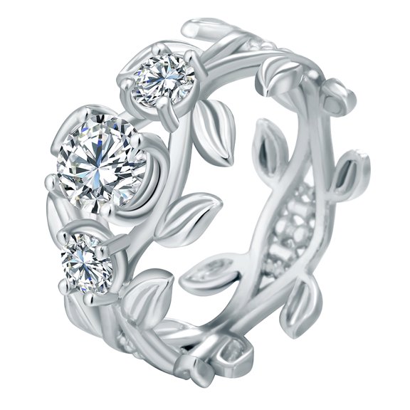 April 3 Stone Engagement Ring Cubic Zirconia Womens Ginger Lyne Collection