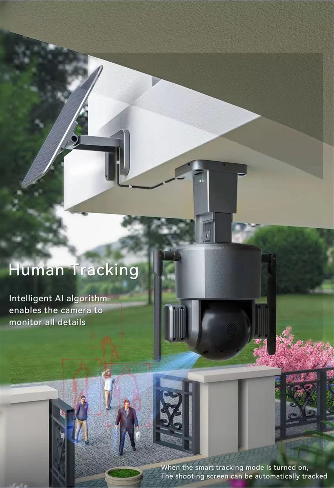 8MP 4K IP Panoramic 180 View 4K Solar Security Cameras Solar Security Camera With AI Motion Detection CCTV Solar Surveillance