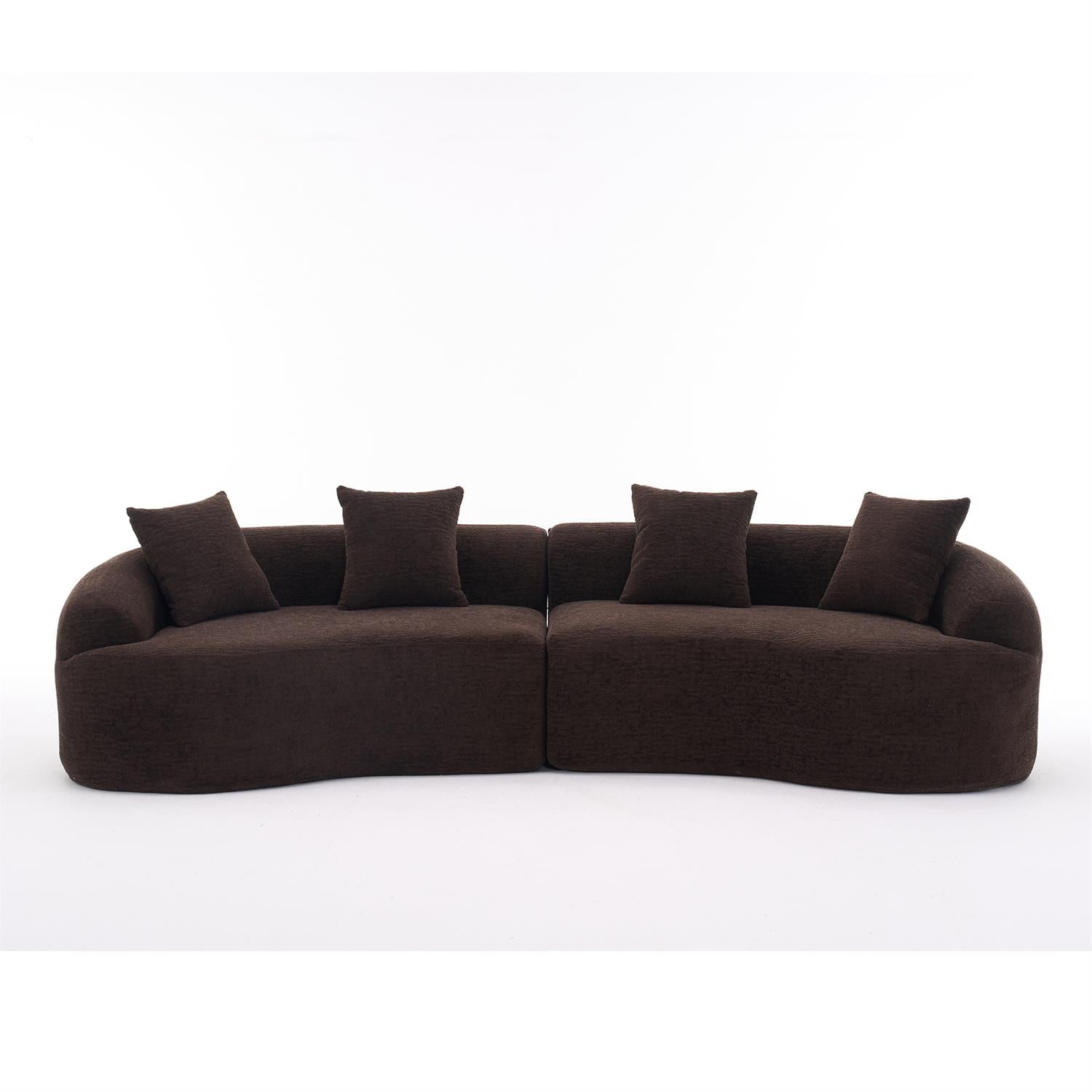 Demi Bonn 110"L Modular Sectional Sofa with Full Compression Sponge, Curved Design, High-Density Chenille Sleeper Couch for Living Room, 800 lbs Capacity, Brown