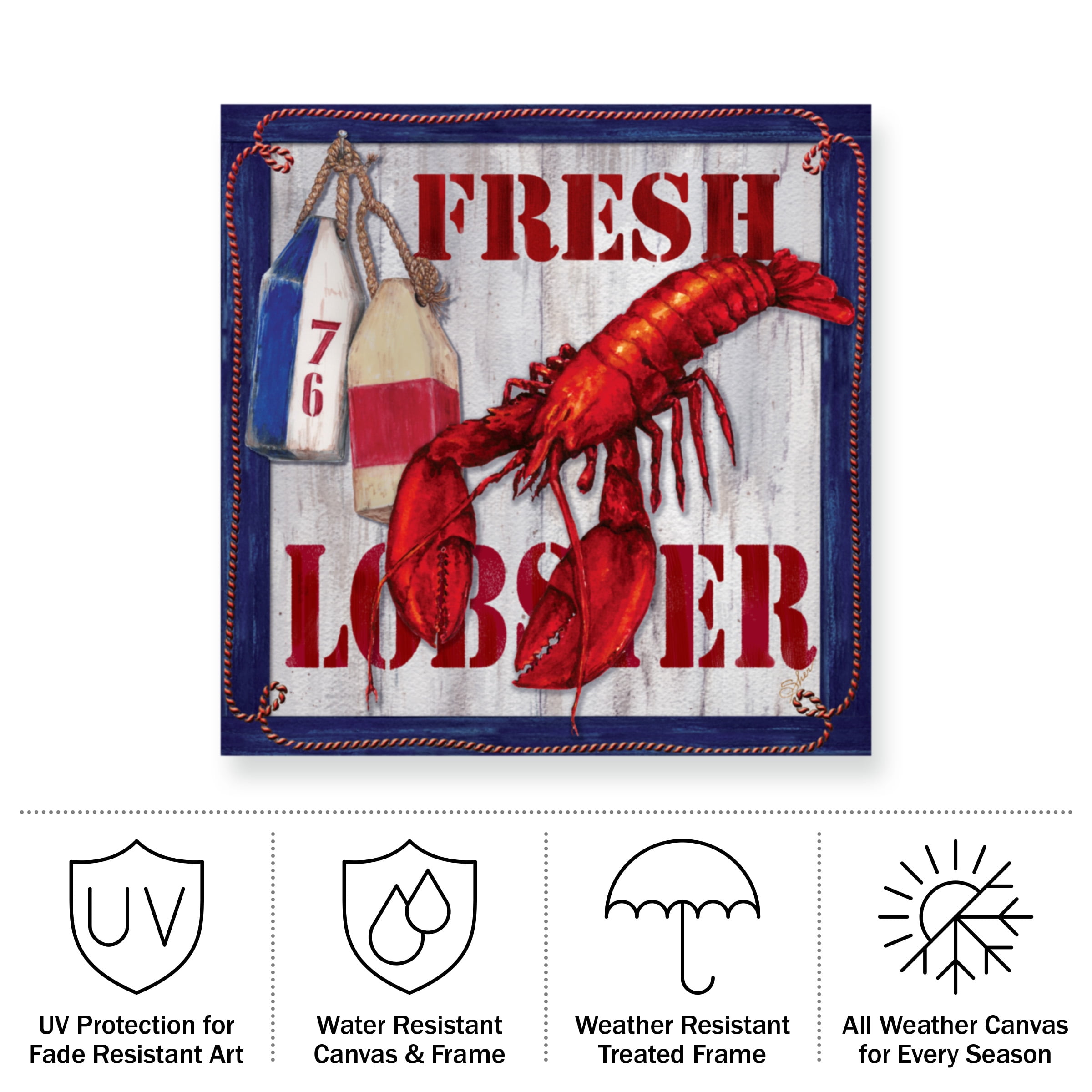 Sher Sester 'Fresh Lobster Sign 2' Outdoor Canvas 18x18