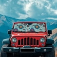 thumbnail image 3 of Yuyamidu Blue Boho Flowers Windshield Sun Shade for 2018-2025 Jeep Wrangler JL JLU & 2020-2025 Jeep Gladiator, Front Window Sun Visor Blocks UV Rays Foldable Sunshade, 3 of 7