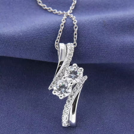 14k White Gold Plated 1.84 Ct Round Cut Lab-Created Diamond Women's Gift Pendant Free Chain 18"