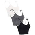 thumbnail image 2 of Gustave 3 Pack Women Cami Bras Seamless Padded Yoga Bralettes Wirefree Workout Sports Bra Comfort Camisole Spaghetti Strap Crop Tops "Black/Gray/White", 2 of 9