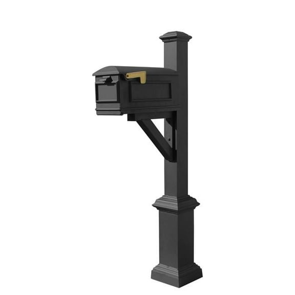 Westhaven System with Lewiston Mailbox, Square Base & Pyramid Finial, Black