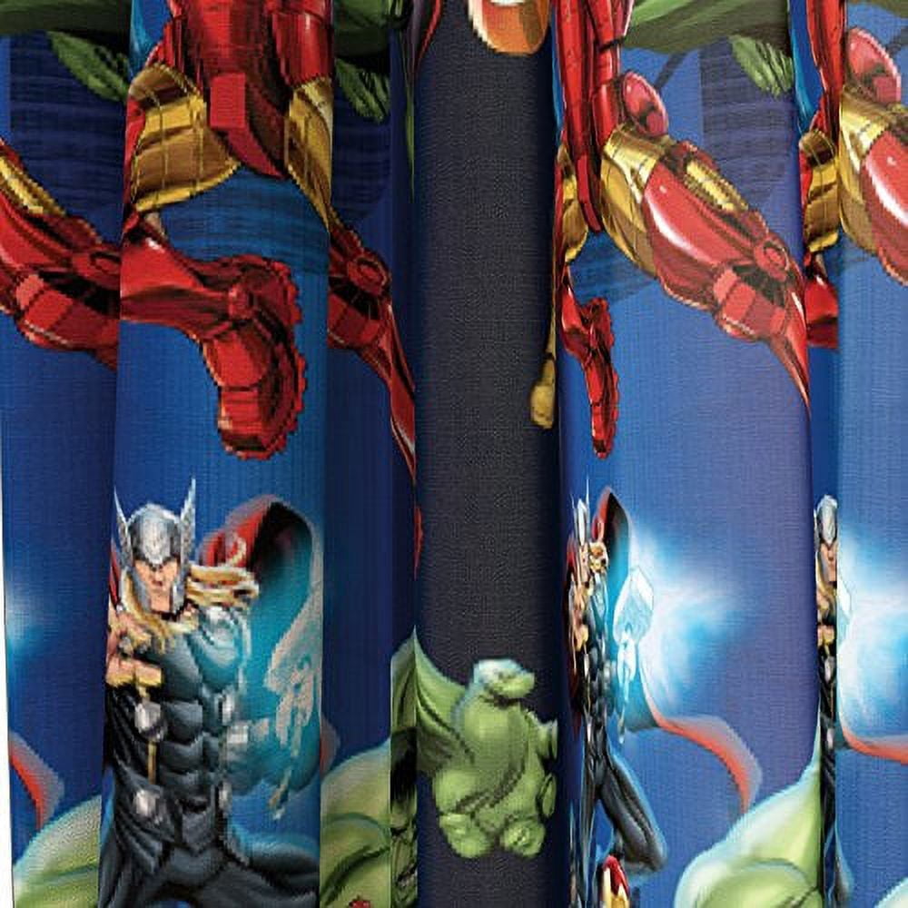 Jay Franco Marvel Avengers Blue Circle Rod Pocket Light Filtering Curtains, 42" x 84" (2 Panels)
