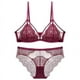 thumbnail image 4 of Conjunto de sujetador sin aro de encaje sexy para novia de boda roja con copa triangular francesa, 4 of 4