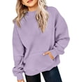 thumbnail image 6 of GobdXE Solid Girls Neck Long Sleeve Sweatshirt Kids Front Kangaroo Pocket Loose Casual Pullover Fashion Daily Top, 6 of 8