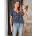 thumbnail image 5 of Weardear Womens Blouses Short Sleeve Shirts for Women Dressy Casual Work Tops V Neck Flowy Chiffon Blouses Tunic Tops, 5 of 6