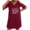 thumbnail image 1 of Robe d'Été à Épaules Dénudées pour Femmes en Dentelle Crochet, Manches Courtes, Col en V, Coupe Droite, Robe Décontractée Ample, T-Shirts, Robe de Soirée A3, 1 of 6