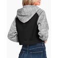 thumbnail image 3 of Doublju Women's Contrast Raglan Sleeve Crop Zip Up Hoodie With Kangaroo Pocket, 3 of 4