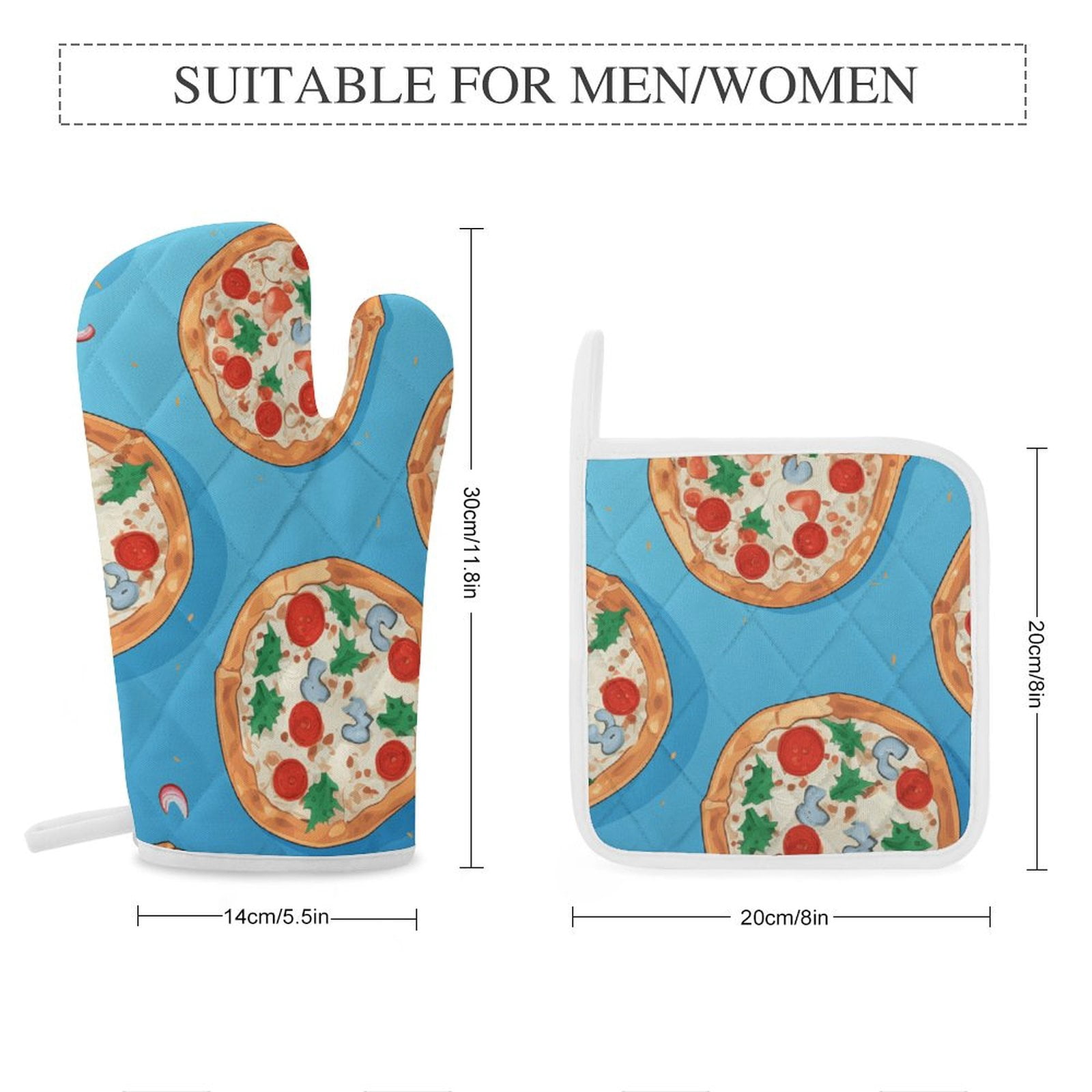Fun Pizza Oven Mitt And Pot Holder Set Oven Glove for Kitchen Baking Cooking Grilling