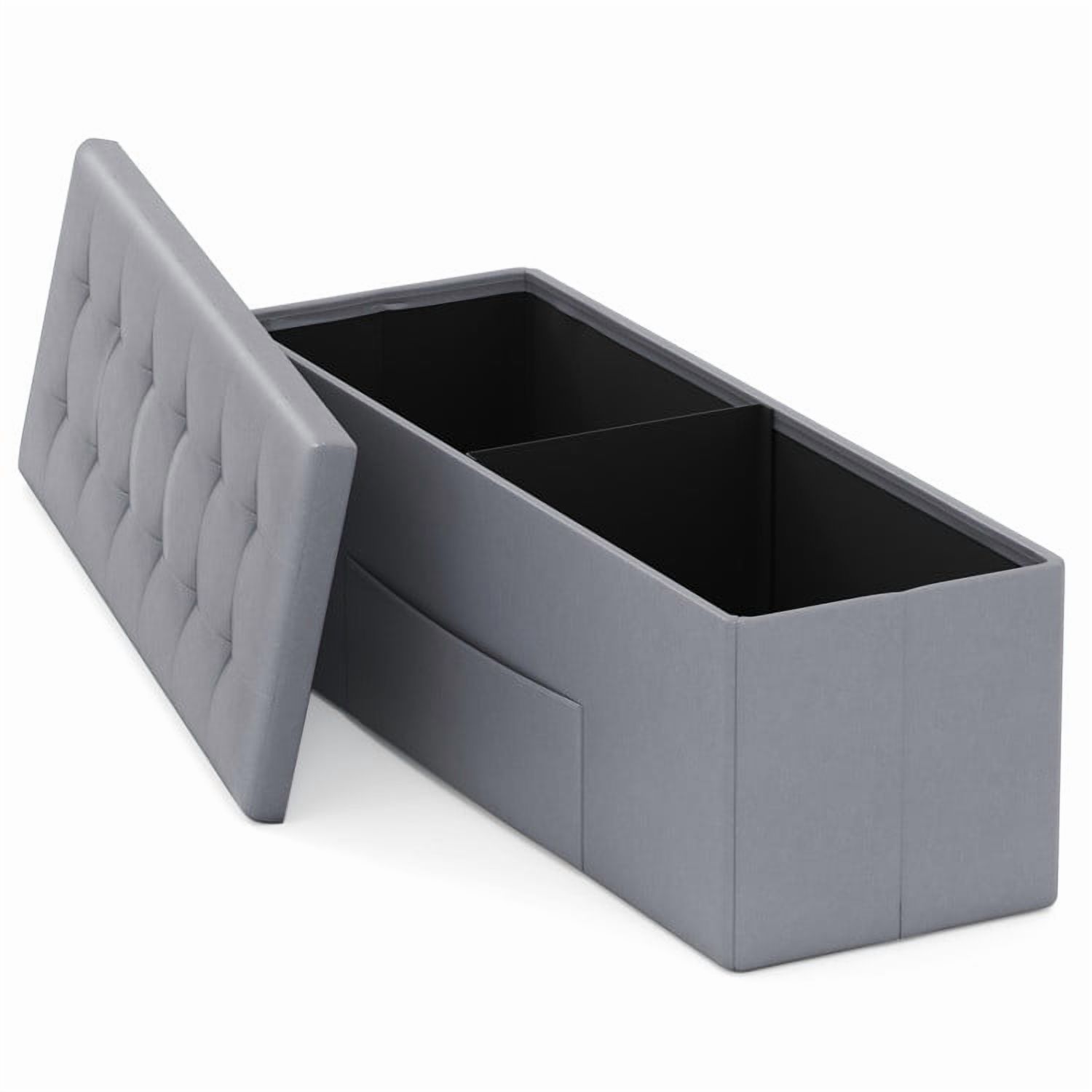 Kadyn Morden Bedroom Bench, 43" Folding Storage Ottoman Bench, End of Bed Bench for Bedroom, Entryway, Gray
