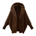 thumbnail image 1 of GDREDA Womens Winter Long Sleeve Solid Fuzzy Open Front Hooded Cardigans Jacket Coats Outerwear With Pocket Coffee,XL, 1 of 4