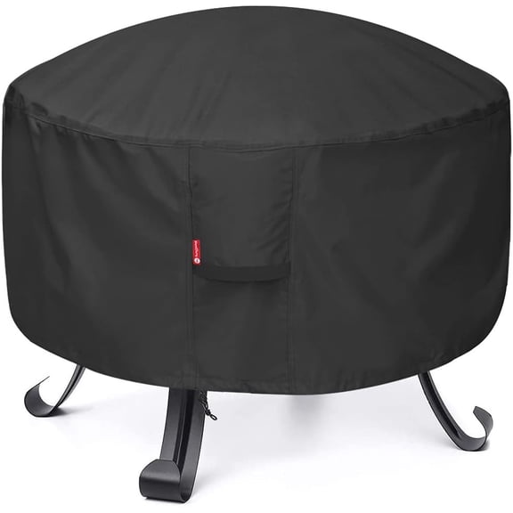 Round Gas Fire Pit Cover-Fits 27"-30" Solo Stove Yukon, 600D Heavy Duty Outdoor Fire Bowl Cover,Weather Resistant  Fire Pit Cover for Backyard Porch Deck Camping-30"Dx12"H