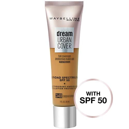 Maybelline Dream Urban Cover Flawless Coverage Foundation Makeup, SPF 50, Cappuccino