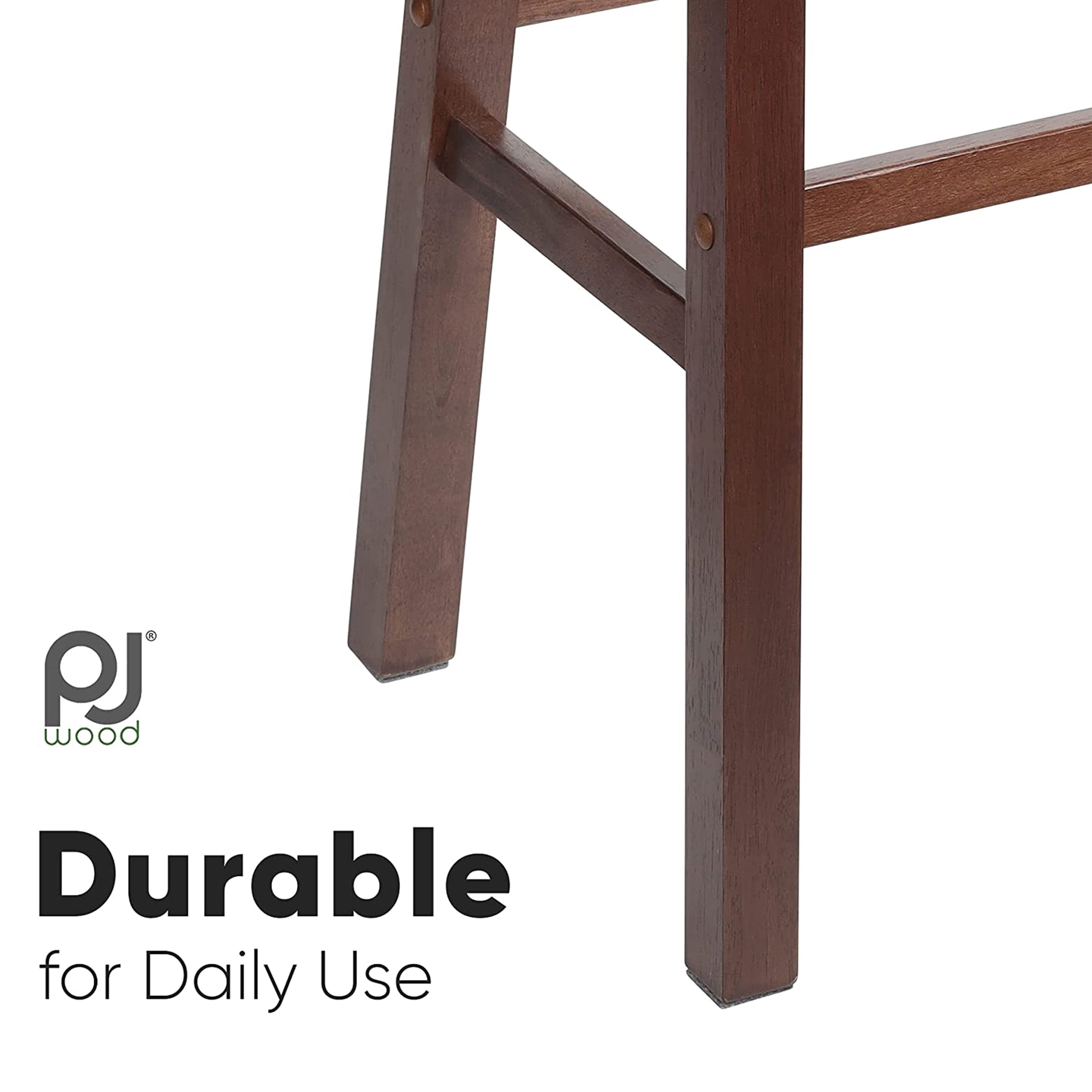 PJ Wood Saddle-Seat Barstools, Kitchen Counter, Walnut (Set of 2)