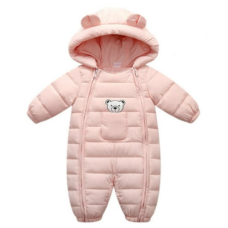 

Baby Boy Girls Winter Bodysuit Jumpsuit Coat Hooded Thick Warm Down Jacket Alternative Coats Outerwear