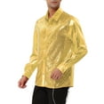 thumbnail image 4 of INSPIRE CHIC Men's Shiny Sequins Shirt Long Sleeves Slim Fit Disco Party Shirt, 4 of 6