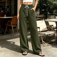 thumbnail image 5 of QIbmong Sweatpants Women Fall Winter Elastic Waist Activewear Drawstring Casual Loose Straight Workout Running Pants with Pockets(S,Army Green), 5 of 7