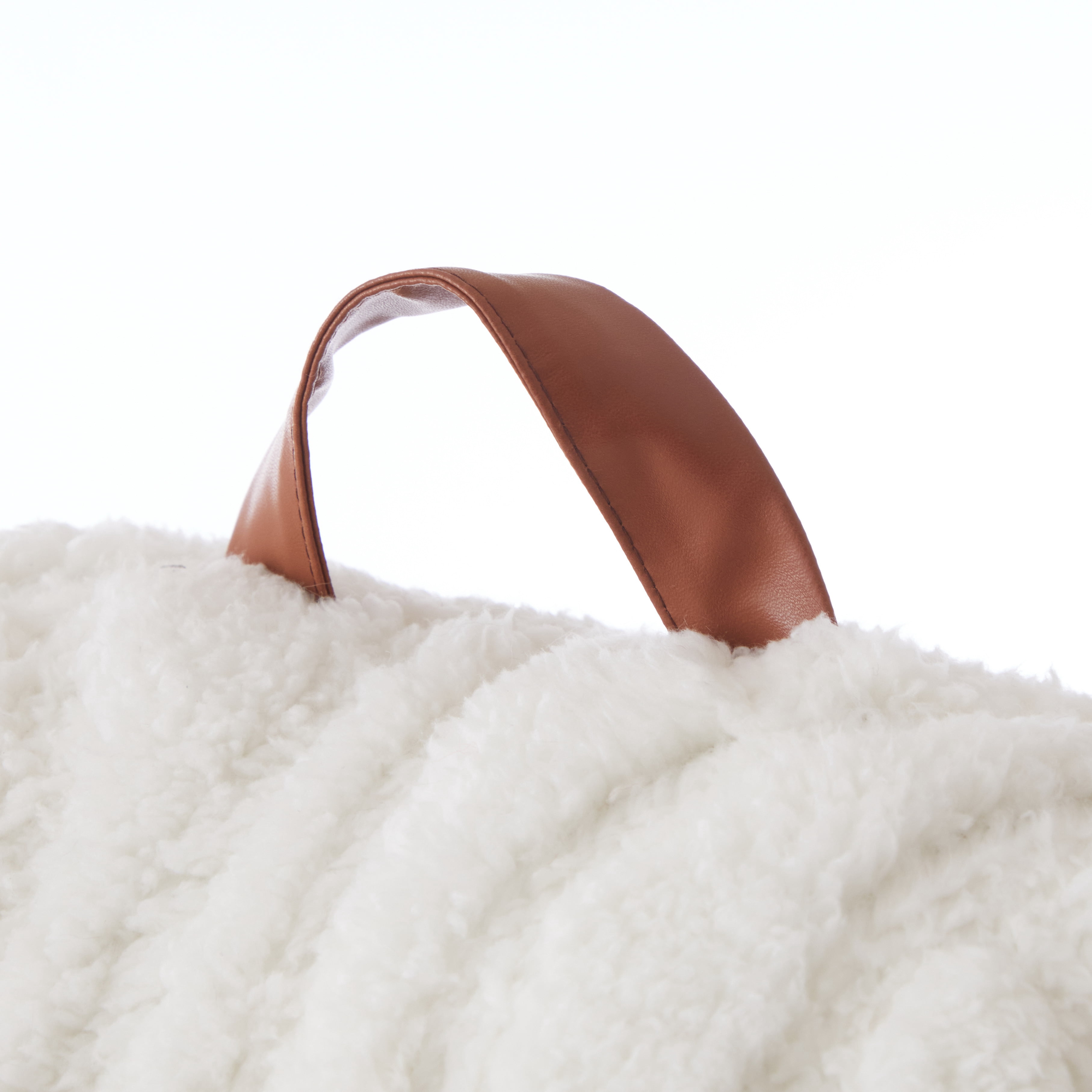 Dearfoams Ivory Cable Knit Sherpa Backrest Pillow, 19" x 21" x 13"