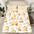 thumbnail image 7 of Manfei Capybara Print Bed Sheets Full, Kawaii Animal Full Sheet Sets, Cartoon Theme Bedding Sets Full Size, Breathable Room Decorative, 4pcs, 7 of 7