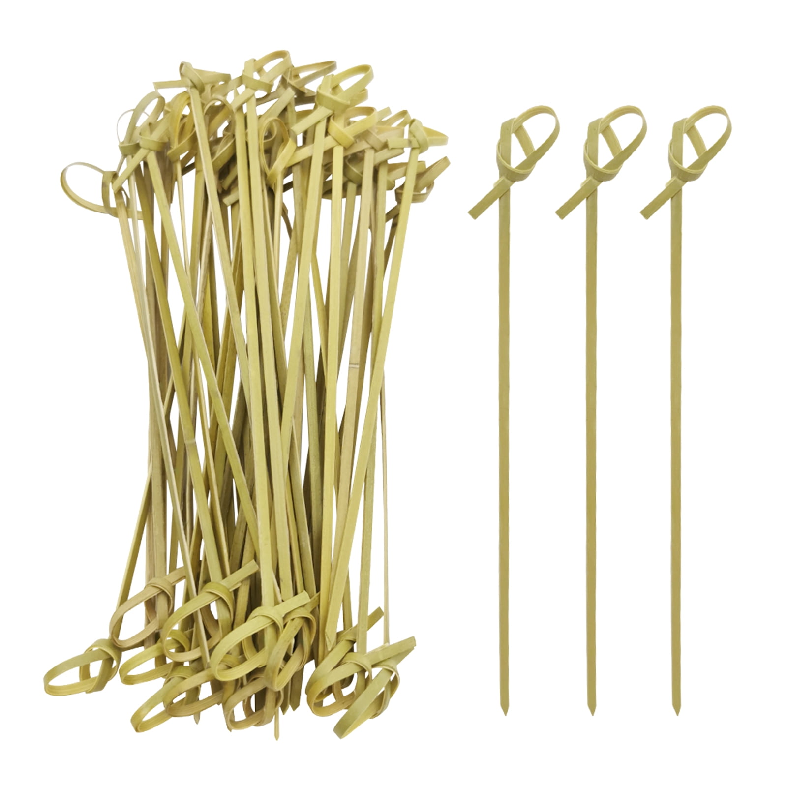 BLUE TOP Bamboo Cocktail Picks 100 PCS Bamboo Skewers 6 Inch with Looped Knot, Food Picks,Party