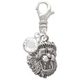 thumbnail image 2 of Delight Jewelry Silvertone Small Lion - Mascot - Silvertone Clip on Charm with Clear Crystal Drop, 2 of 4