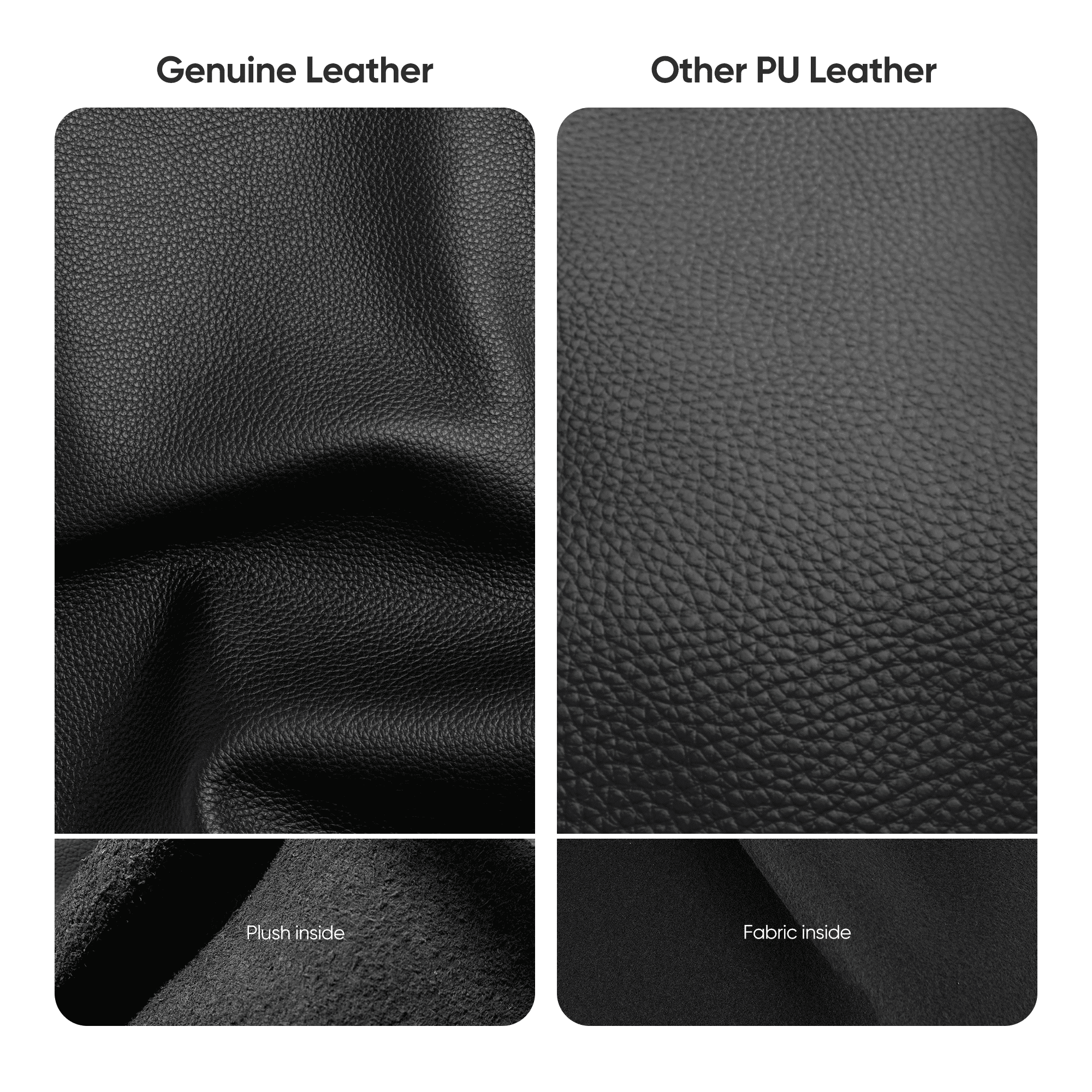 Ribbed Genuine Leather Office Chair, Hight Back, Adjustable Ergonomic Computer Chair Black 1PC
