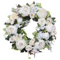 thumbnail image 4 of Corona de peonías artificiales para puerta de entrada, regalo decorativo para interiores y exteriores. Blanco, 4 of 9