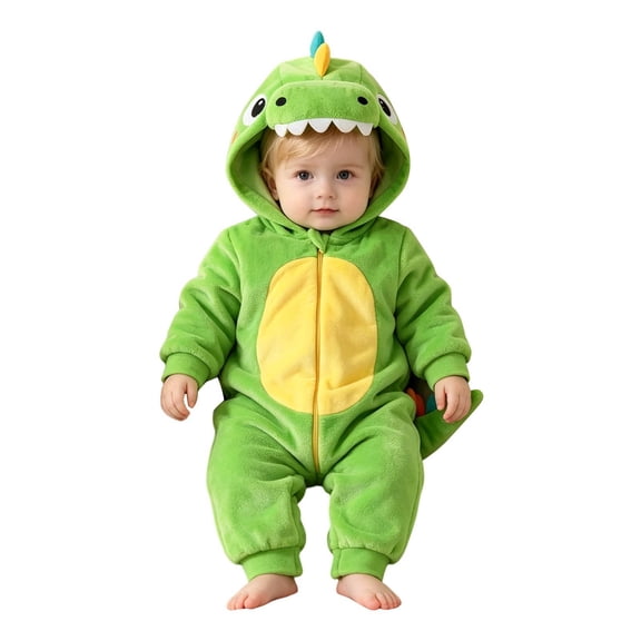 XAOFW Baby Boys Girls Halloween Rompers Long Sleeve Cute Cartoon Prints Hooded Jumpsuit Breathable One-Pieces 1-3 Months