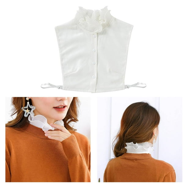 Collar falso de pie para camisa collares desmontables camisa solida blusa con solapa top ropa blanca para mujer accesorios para camisa jinwen