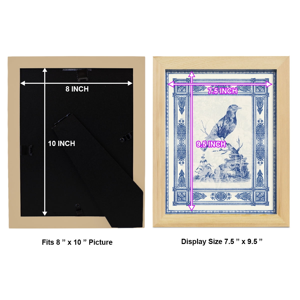 Toile de Jouy I -Framed Print w/glass-Natural Wood