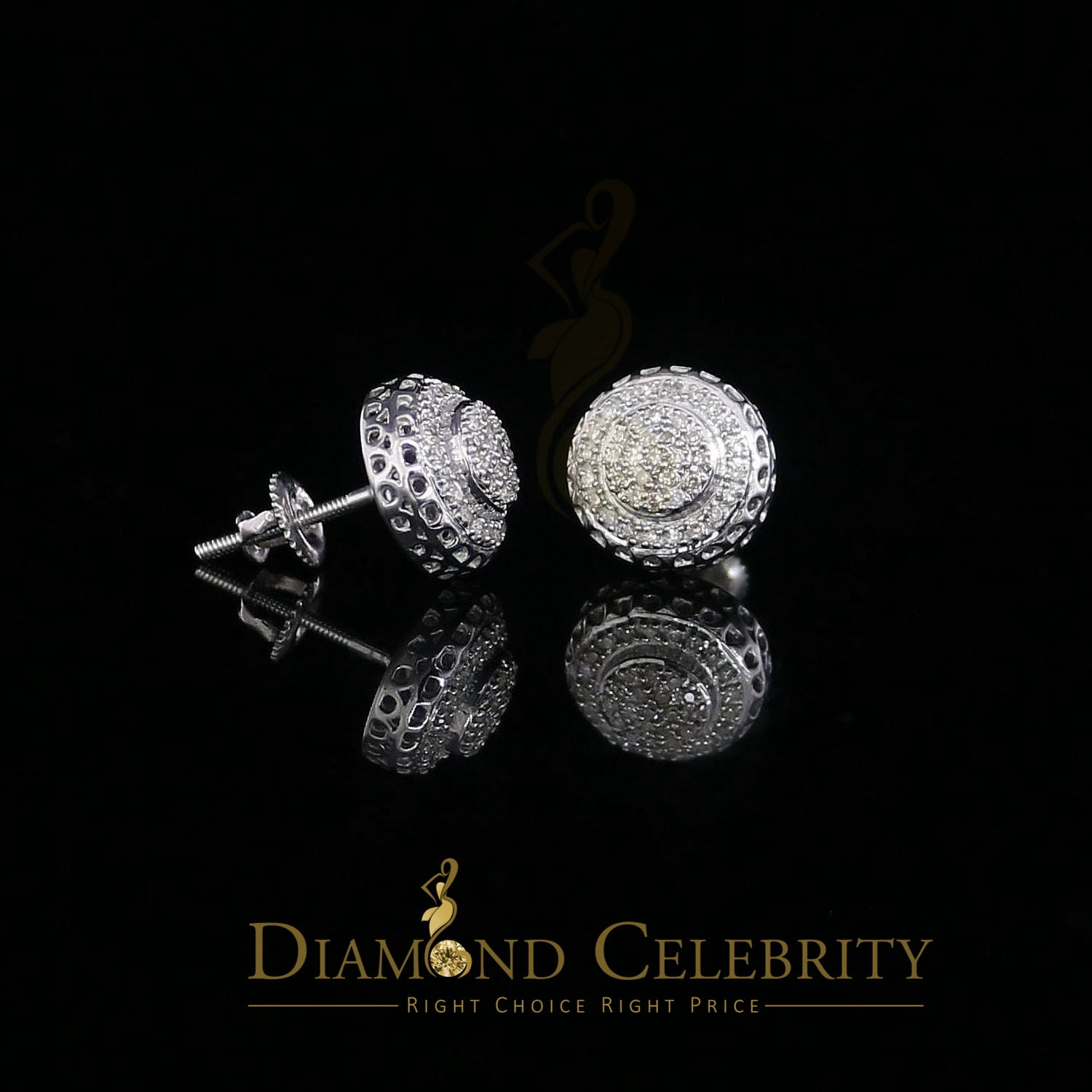 Diamond Celebrity's 925 Sterling Silver 0.20ct Diamond For Women's/ Men's White Stud Round Earrings