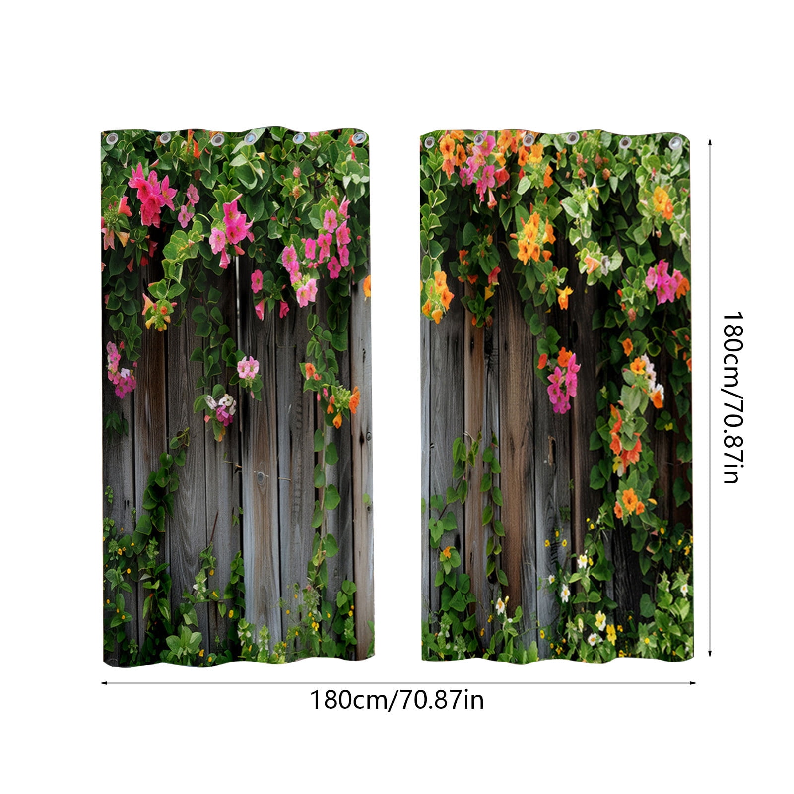 O-292 A Waterproof Outdoor Curtains Set 2Pcs With Wood Colorful Flowers Pattern For Patio #vqbGT