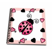 3dRose Love Bugs Pink Ladybug with Hearts - Drawing Book, 8 by 8-inch